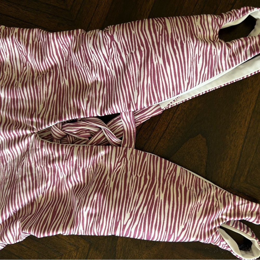 BECCA Pink and White One Piece Swimsuit